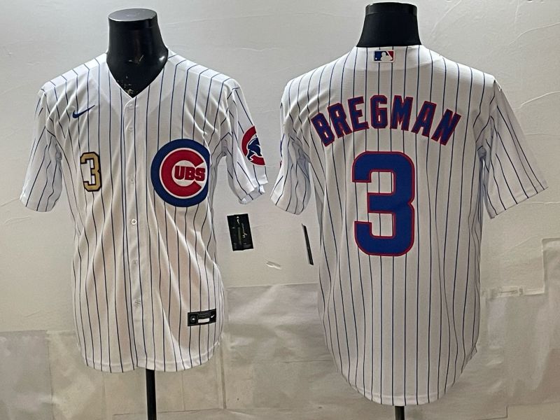Men 2026 Chicago Cubs #3 Bregman White Stripe Game Nike MLB Jersey style 003->chicago cubs->MLB Jersey